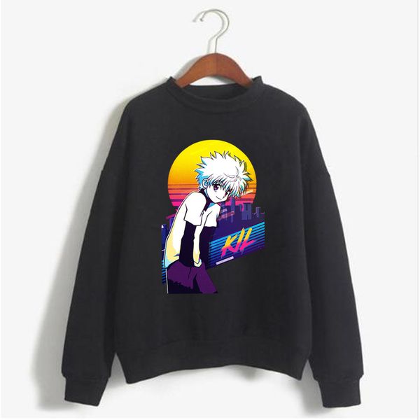 

2020 fashion japanese anime harajuku hunter x hunter killua printed hoody fashion cartoon cozy pullover sweatshirt 1020, Black
