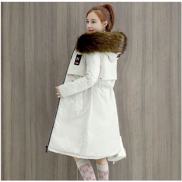 

new thickened middle length down female students wear cotton padded jacket on both sides, Black