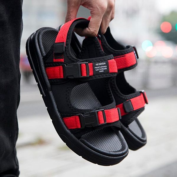 

outdoor fashion men flats sandals summer femael leisure slippers shoes male breathable beach sandals sapatos masculinos1, Black