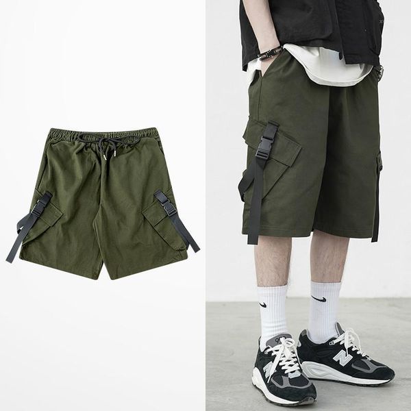 

2020 summer fashion hip hop pocket cargo shorts men high street tide brand green short pants streetwear ins retro men's shorts1, White;black