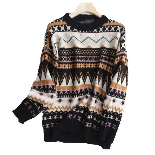 

gtgyff woman sweaters oversize geometry print long sleeve women sweater 2020 fashion black pullover women's jumper jacket jacket, White;black