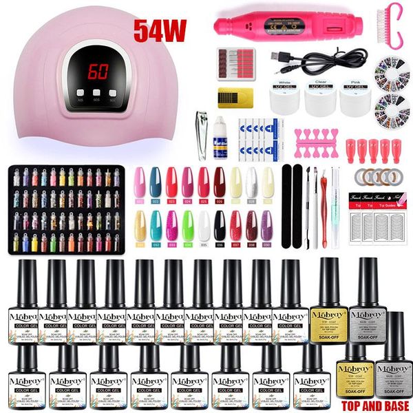 

nail art kits mobray gel polish full set acrylic manicure 20 colors professional kit tools decoration drill machine