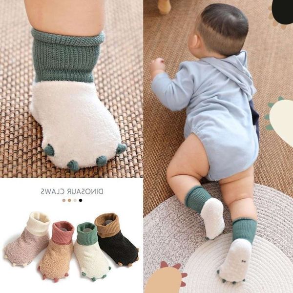 

baby children shoes girls boys toddler cartoon non slip floor socks autumn and winter thickening protection, Black;white