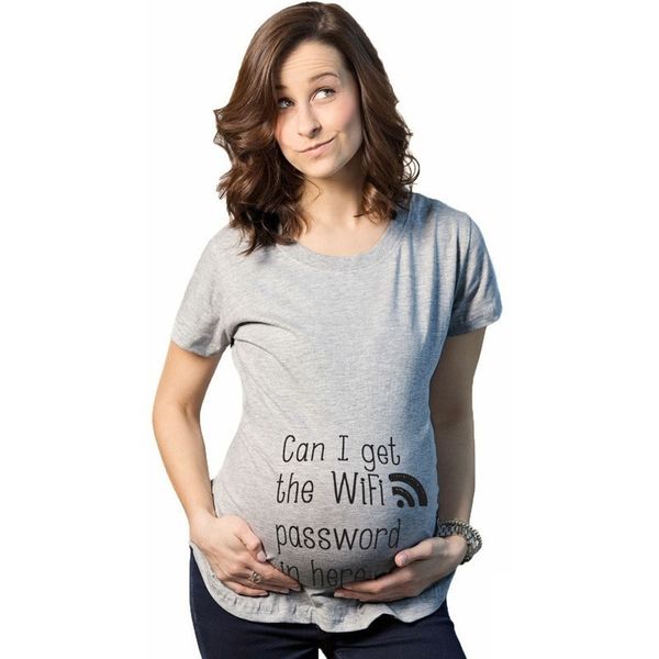 Yaz Annelik T-Shirt Tees Kadınlar Sevimli Annelik Giysileri Tops Komik Hamilelik T Shirt Hamile Kısa Kollu Kadınlar için LJ201120 Tops