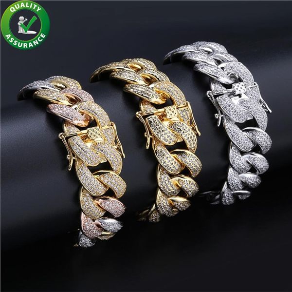 

Hip Hop Mens Bracelets Luxury Designer Jewelry Diamond Tennis Bracelet Pandora Style Iced Out Gold Cuban Link Chain Love Charm Bangles 18MM