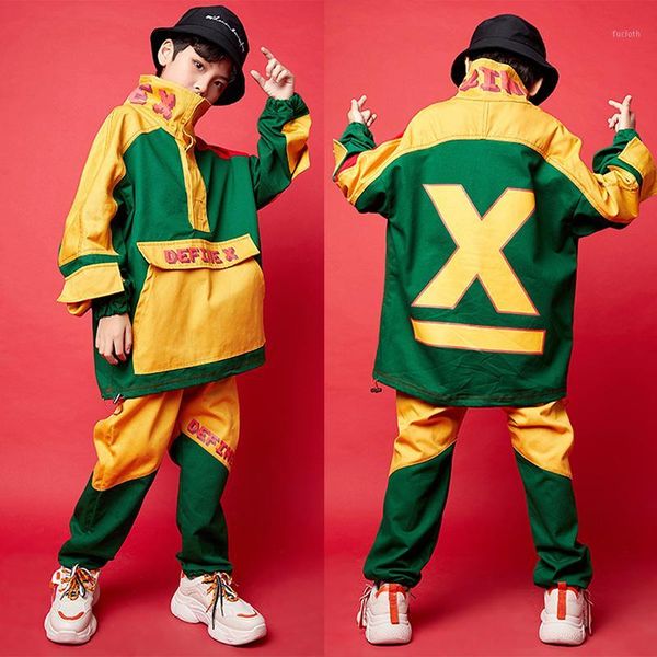 

children hip-hop suit handsome boys loose sweater pants sets kids jazz dance costumes street catwalk costume girls tide dl54411, Black;red