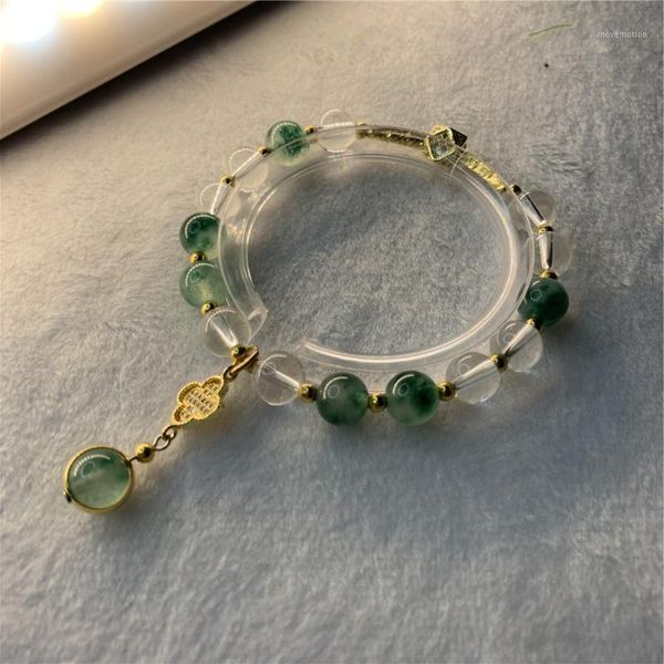 

8mm natural stone jades stretchable crystal beads bracelets pack gift bracelet bangle elastic pulsera women jewelry 7.5inch y8911, Golden;silver