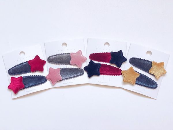 

12pairs мода симпатичного velvet star barrettes solid мультфильм шпилька привязки клипы мода принцесса головные уборы аксессуары для волос, Slivery;white