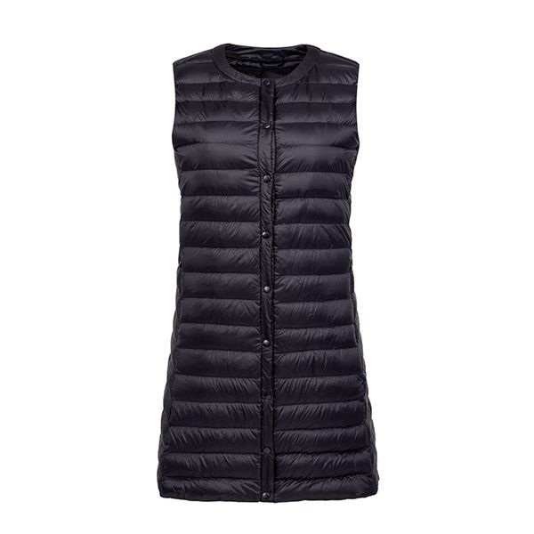 

2021 new ultra light women vest windproof lightweight warm waistcoat female down coat long slim sleeveless vugb, Black;white