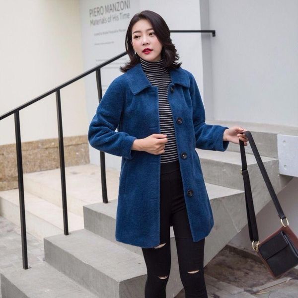 

women's fur & faux 2021 winter coats and jackets women lamb coat female thick hairy little mid-length paragraph real abrigo mujer, Black