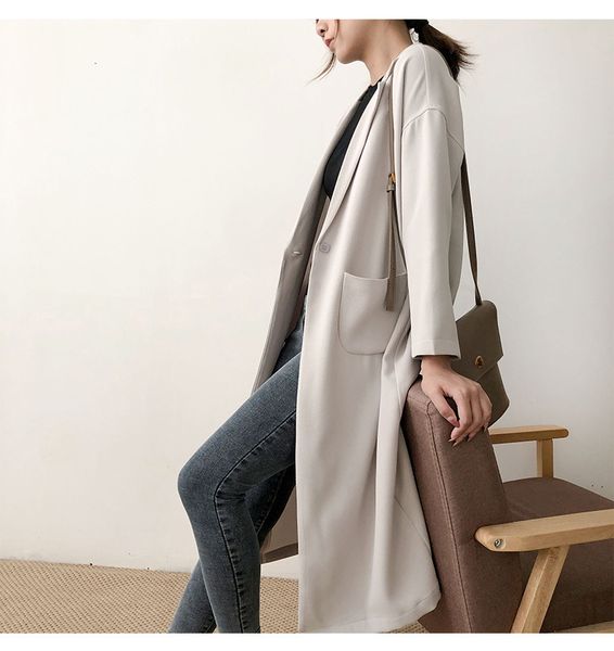 

2021 new spring for women cotton pretty female collar long khakis women's coat mujer trench femme bn0l, Tan;black