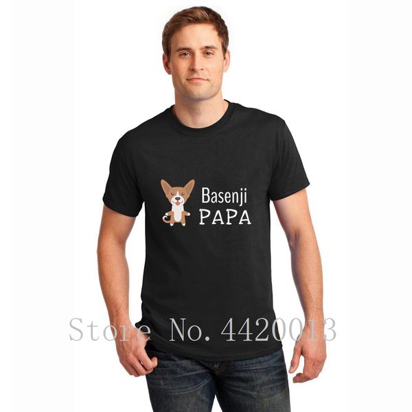 

designs 100% cotton crew neck basenji papa kawaii cute breathable summer family pop men's hoodie designers t shirts sweatshirt