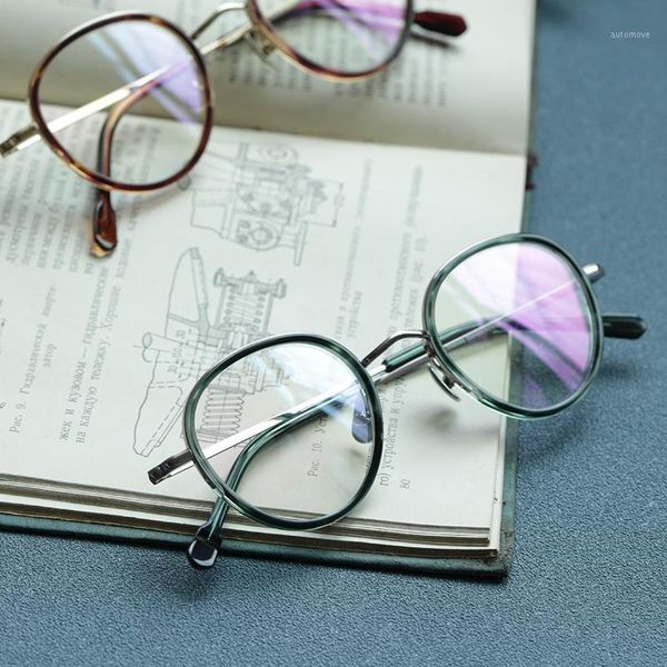 

retro pure titanium glasses frame men classic vintage round prescripiton eyewear myopia reading optical woman eyeglasses1, Black
