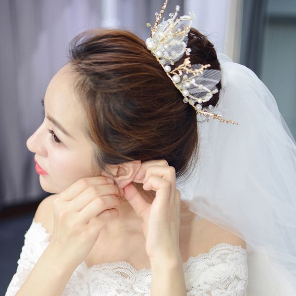 

korean bridal headdress super fairy sweet juan gauze crown hair decoration p of mori western wedding dress accessories, Silver