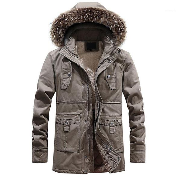 

new winter men's warm parkas thick fleece cotton coat long male jackets hooded coats mens brand clothing sa6041, Black