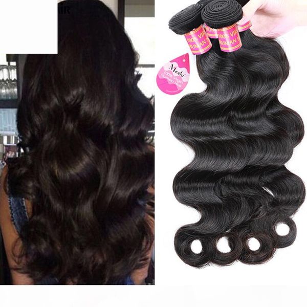 

wholesale price 8a brazilian virgin hair body wave hair weave 4 bundles full head set 100% unprocessed virgin human hair extensions, Black