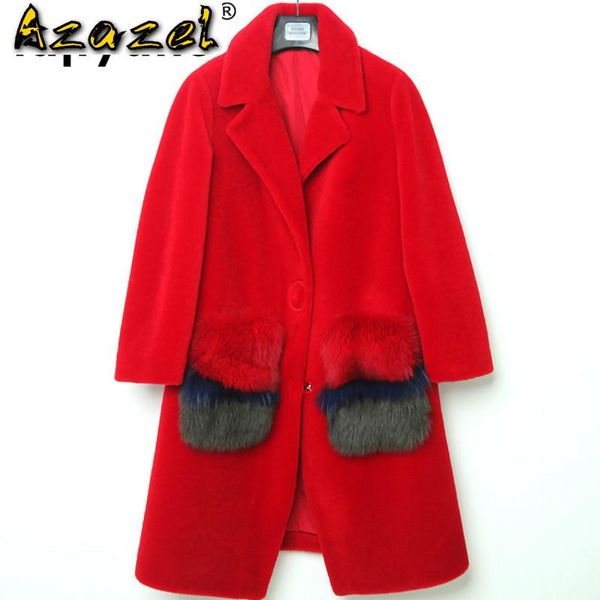 

100% wool jacket autumn winter coat women clothes 2020 fur pocket real fur coat streetwear korean vintage sheep shealring, Black