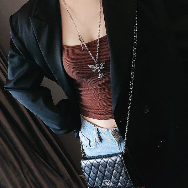 

ins ветер чистого красного ангела крест ожерелье мужчин женщины хип-хоп студент ювелирных прохладный и красивый, Silver