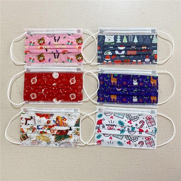 

christmas child kids respirator disposable cartoon boys girls non-woven mouth mask anti pollution breathable print face masks for kids