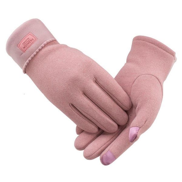 

new plush ladies gloves winter thickening riding can touch screen warm gloves, Blue;gray