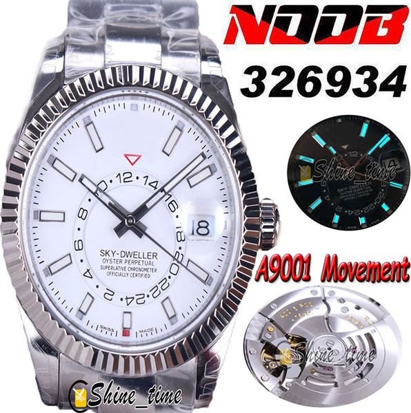 

2021 n sky 326934 fluted bezel white dial stick markers a9001 automatic mens watch stainless steel bracelet edition watches, Slivery;brown