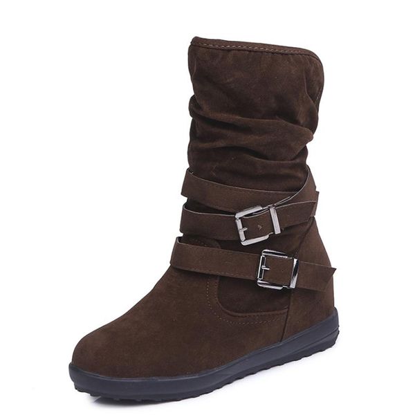 

2020 plus size snow boots women's flat bottom plus velvet nude boots new women's shoes high size shoes, Black