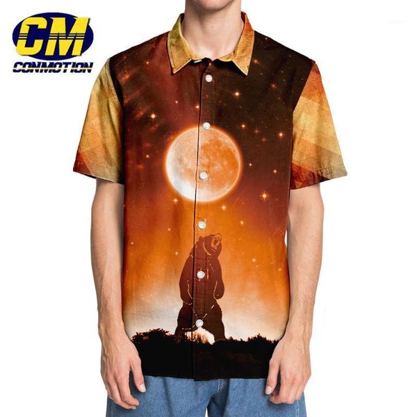 

men's casual shirts flame roaring bear print men's 3d shirt1, White;black