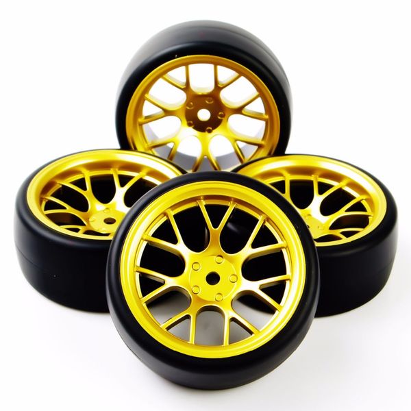 

rc 1:10 4pcs rc car 6mm offset 12mm hex accessory 4pcs rc car tires 1/10 drift tires wheel hub rim for hsp hpi
