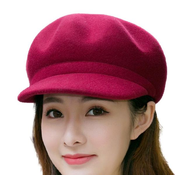 

stingy brim hats wool women beret autumn winter fedoras octagonal cap stylish artist painter sboy caps black grey, Blue;gray