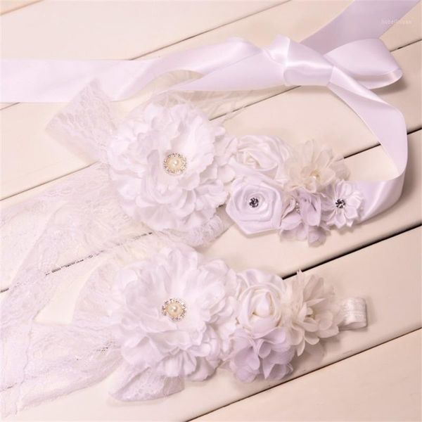 

8sets/lot peony flower sash matching baby headband pregnancy sash vintage inspired belt1, Slivery;white