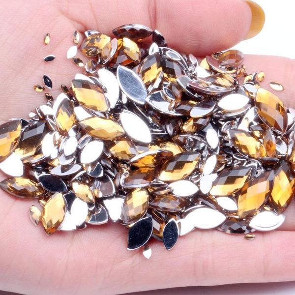 

rhinestones 5x10mm 100pcs many colors acrylic beads flat back marquise earth facets glue on crafts diy jewelry making supplies, Silver;gold