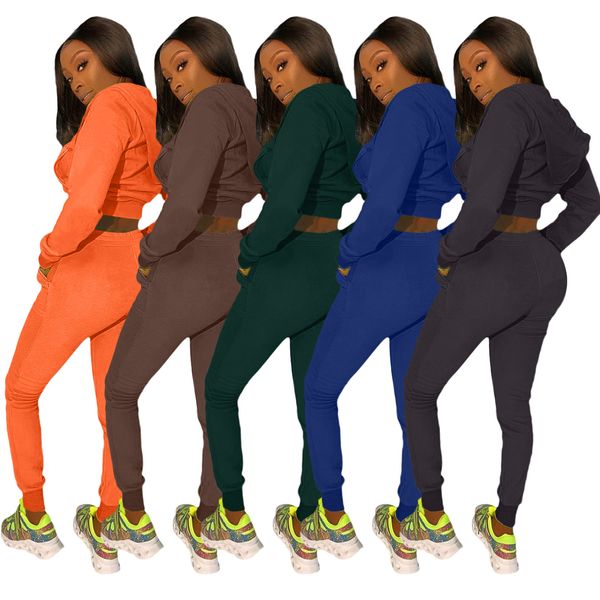 

l174 cross-border european and american womens clothing wholesale diamond-pocket leisure sports sweater two-piece suit, Gray