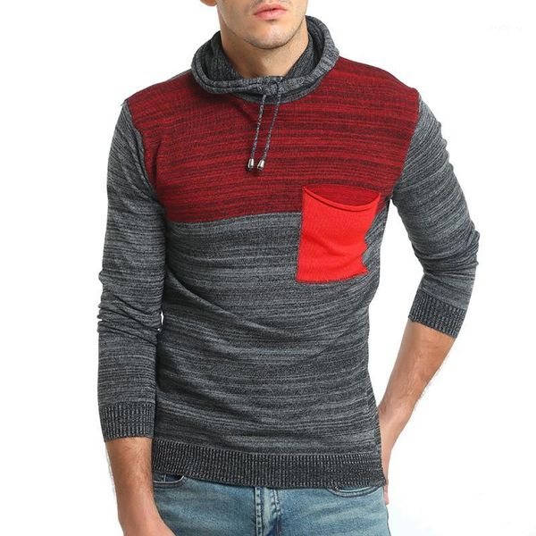 

sweater pullover men 2020 male brand casual slim sweaters men spell color thick hedging turtleneck men's sweater1, White;black