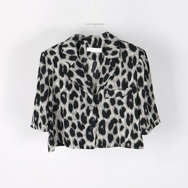 

2021 new ladies in office leopard print unique breasted blazer will see short female suits jacket 6oyy, White;black
