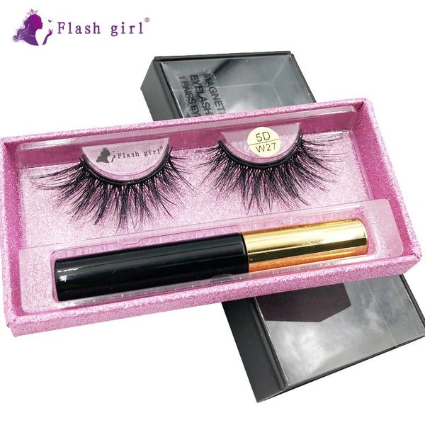 

false eyelashes flash girl w series 5d mink magnetic magnet eyeliner fake eyelash waterproof liquid long lasting