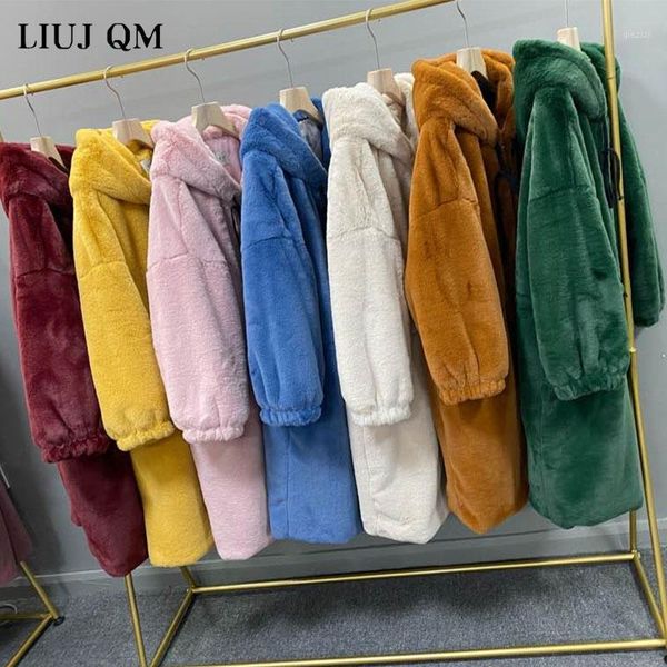 

2020 women parka winter clothes new oversize faux fur coat thick warm long fur jacket hooded overcoat plush coat winter jackets1, Black