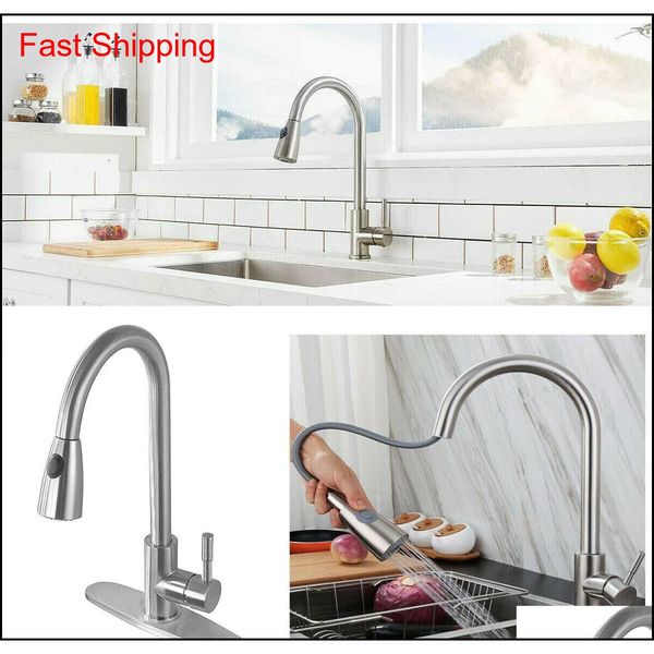 

kitchen silver sink pull out spray mixer tap faucet swivel qylewg new_dhbest