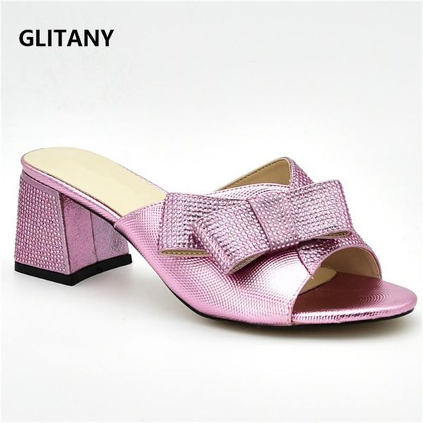 

high heels open toe sandals slip on african women party shoes decorated with rhinestone womens shoes heels elegant italian1, Black