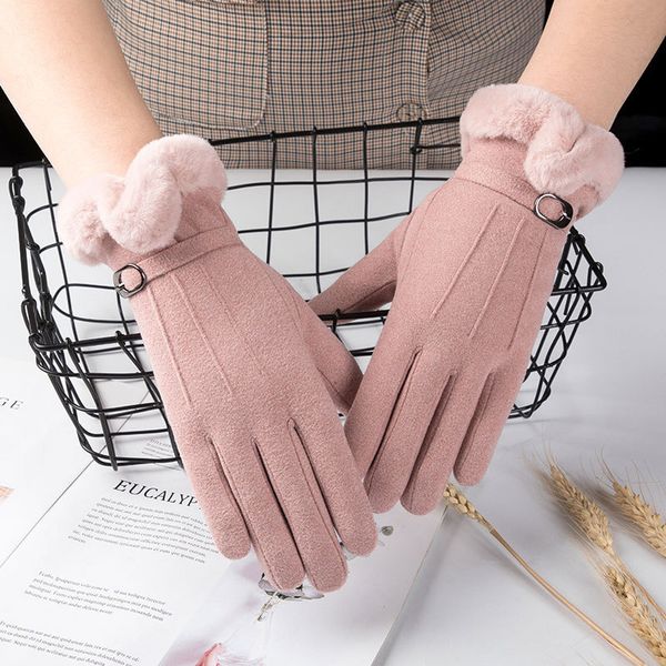 

delong female gloves outdoor riding in autumn and winter touch screen warm antiskid windproof driving, Blue;gray