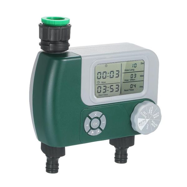 

battery operated automatic watering sprinkler system irrigation controller programmable digital hose faucet timer with 2 outlet