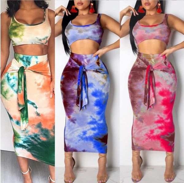 

2pcs set women clothes suit ladies summer sleeveless crop bandaged skirt streetwear clubwear, Gray