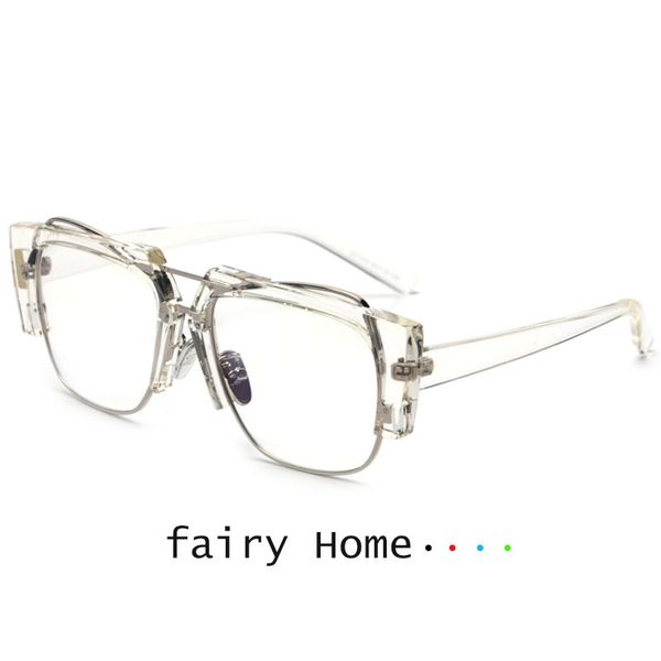 

hua chenyu's same transparent pigmented large myopia for men and women fashion big round face glasses frame, White;black