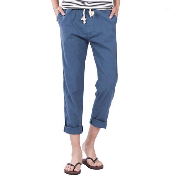 

man pants outdoor summer fashion men's casual slim strandhosen linen hose pant solid trousers hip hop men's pants with straps1, Black