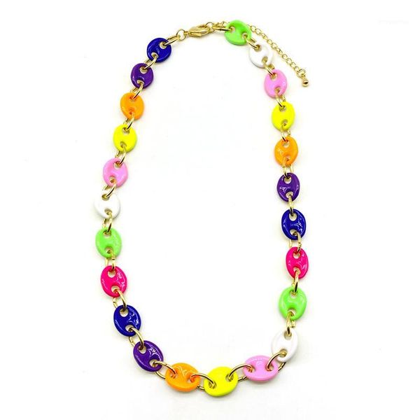 

classical design colorful enamel pig nose chokers for ladies1, Golden;silver
