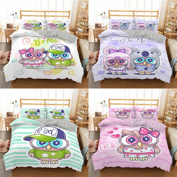 

zeimon 3d bedding set cartoon owl print duvet cover sets animal bedclothes with pillowcase bed set home textiles queen king size