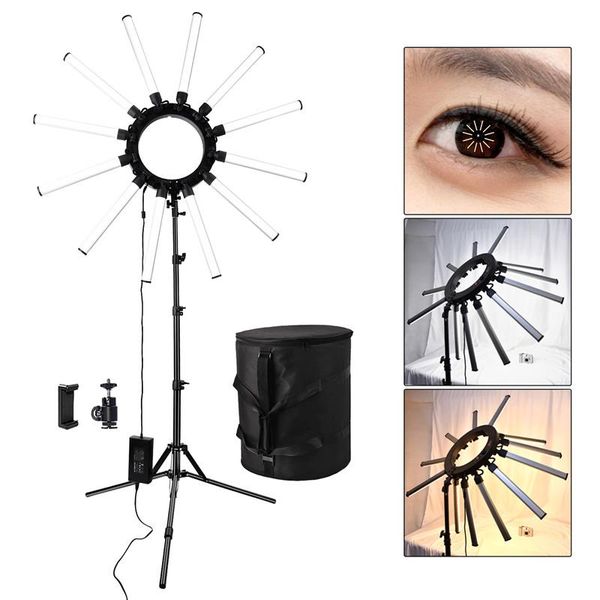 

fosoto tl-1800s pgraphic lighting 12 tubes led star light camera p studio phone pgraphy ring light lamp with tripod
