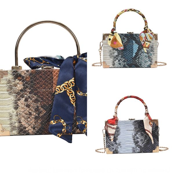 

snake pattern women's 2020 new s shaped box korean fashion small square bag small square bags chain single shoulder messenger bag batch