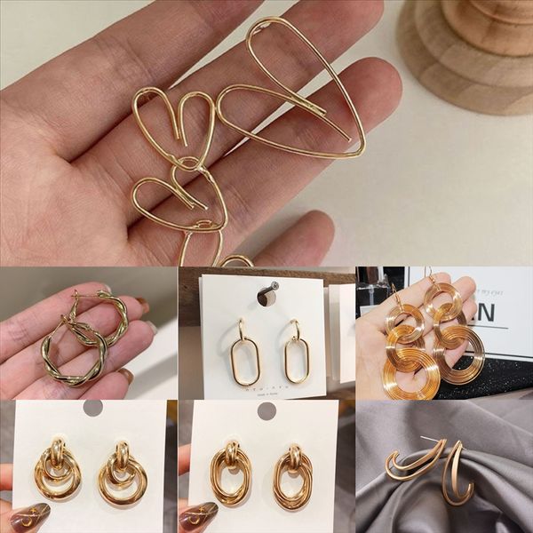 

ce9 price ear female korean earring stud earring korean summer style new design leaf earrings for woman factory direct ear cuff, Golden