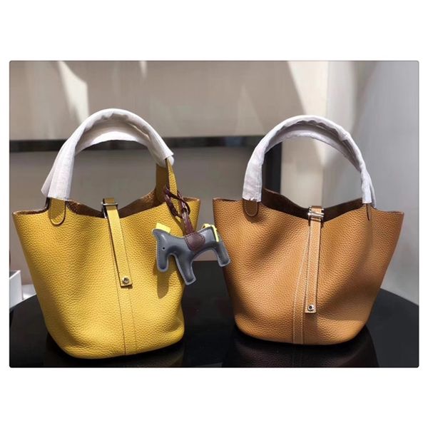 

vegetable basket new handbag lychee pattern original cow leather women's bucket bag