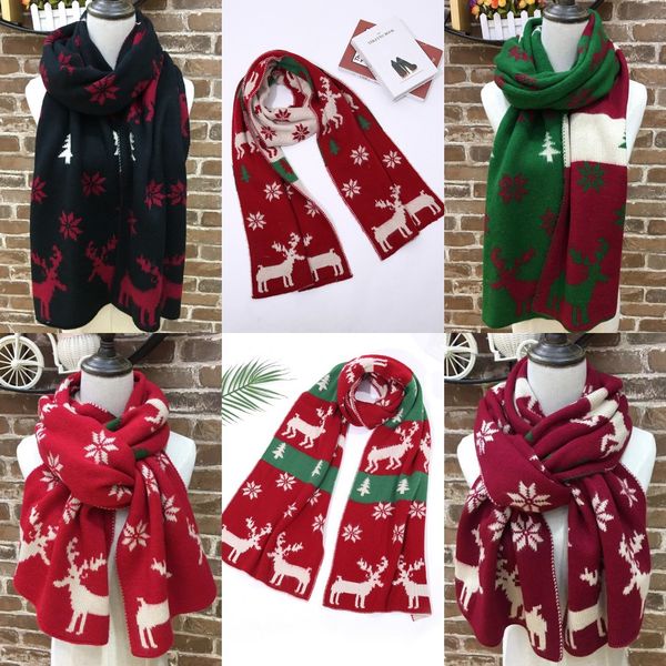 

us stock, dhl ship red cartoon christmas elk knit scarf women men knit girl scarves cycling scarves outdoor xmas winter scarves fy6182, Black